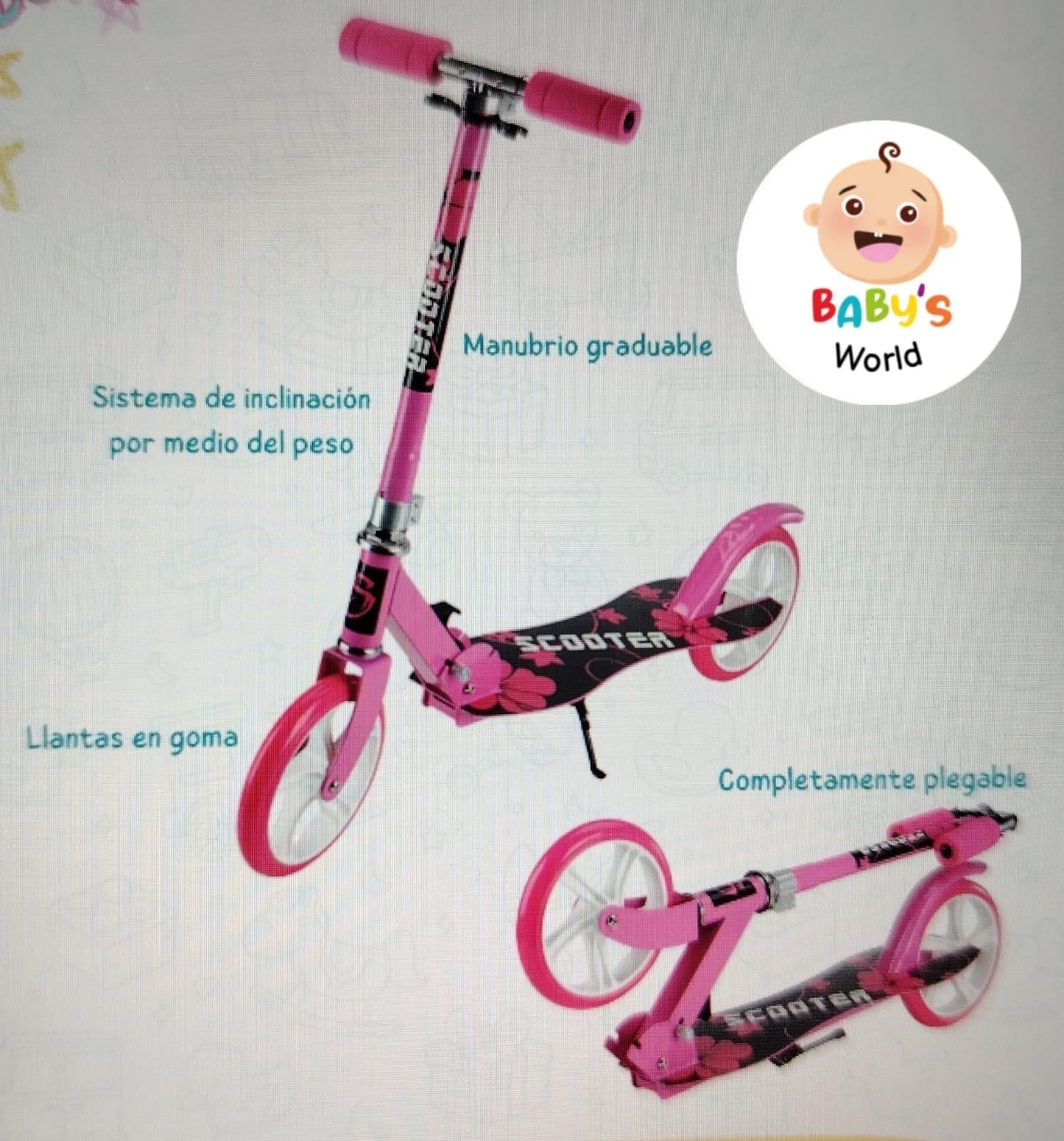 PATINETA XL NEGRA ROSA