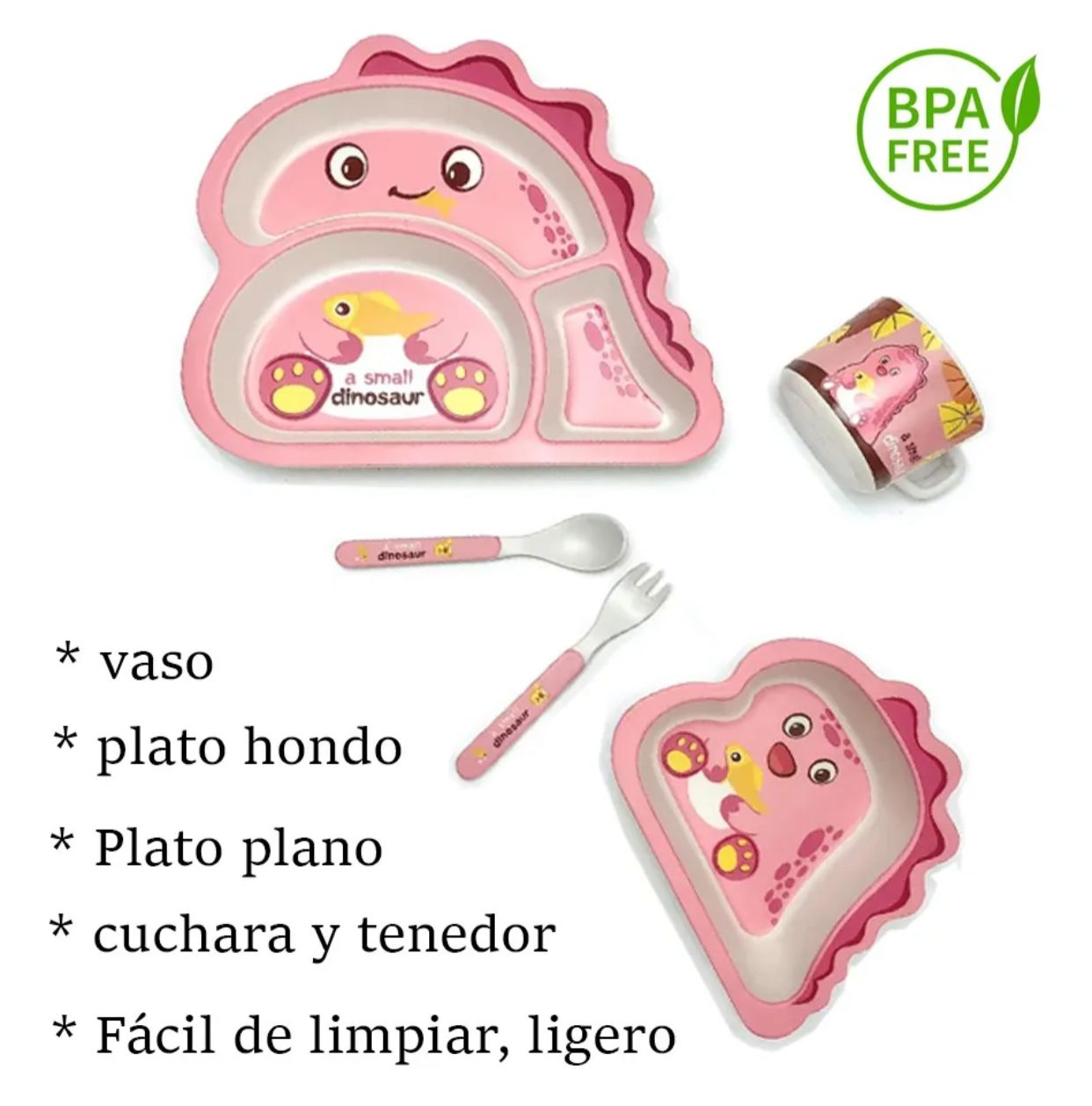 VAJILLA FIBRA DE BAMBO ROSA