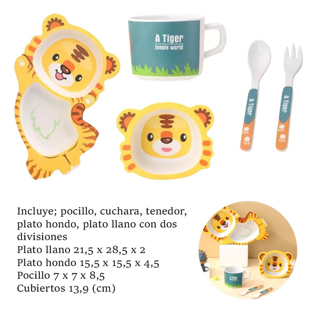 VAJILLA FIBRA DE BAMBO TIGRE